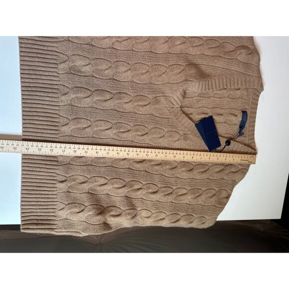 Polo Ralph Lauren Womens 2XL V-Neck Sweater Wool Cashmere Camel Cable Knit NWT - Picture 9 of 11